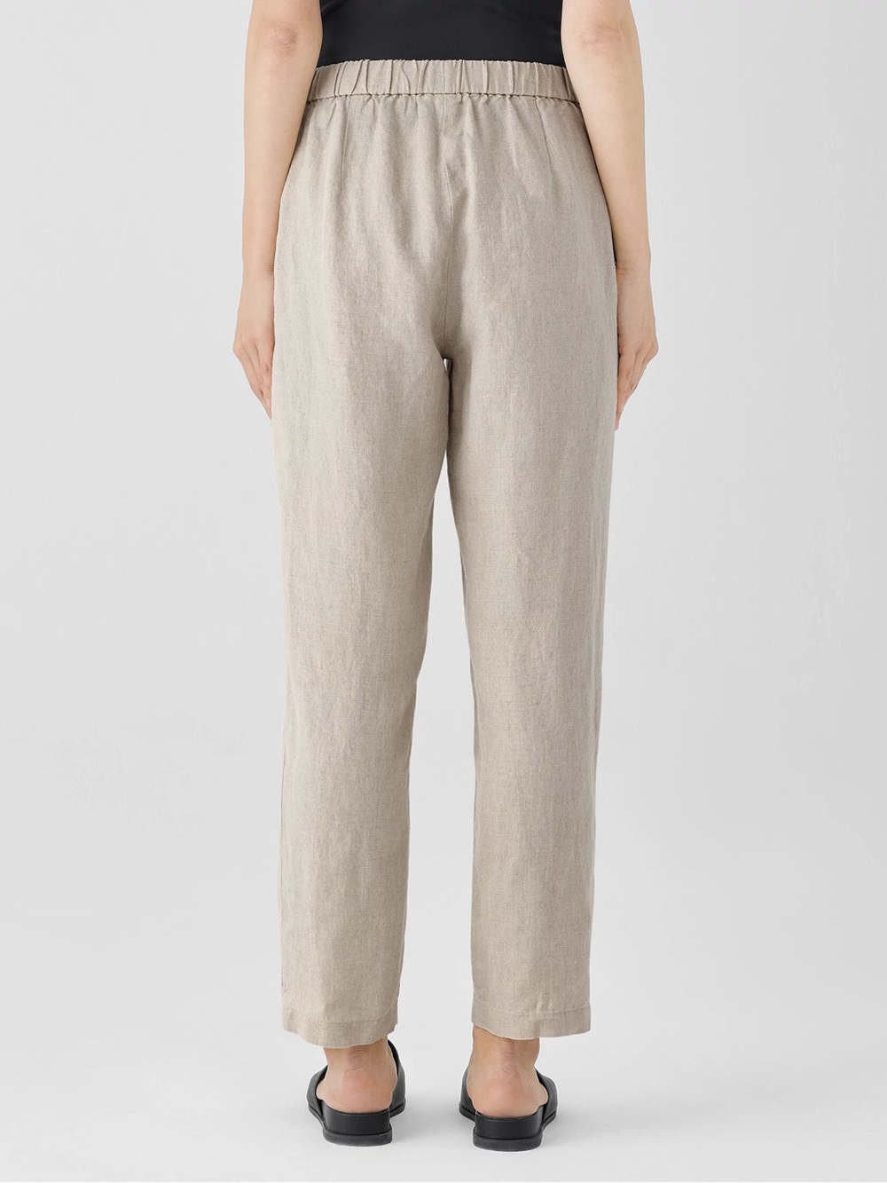 Eileen Fisher Organic Linen Pull On Ankle Pants Oatmeal Beige XS